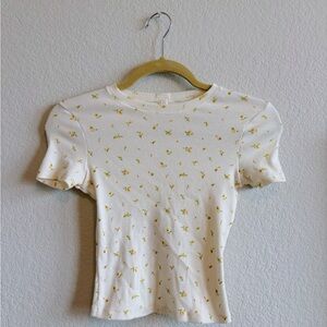 Skims Floral White Baby Tee